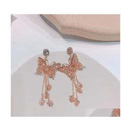 Dangle Chandelier Fashiontrendy Korean Luxury Butterfly Shiny Crystal Tassel Earrings For Women Earrigns Party Drop Delivery Jewelr Dh5Om