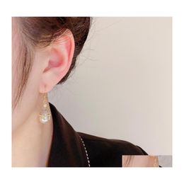 Dangle Chandelier Korean Micro Paved Pearl Earrings Luxury Fashion Jewelry Earings For Female Drop Delivery Dh5Xd