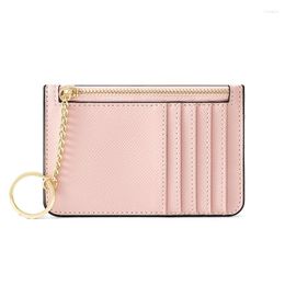Card Holders Zipper Colour Holder For Women Super Thin Small Female Wallet Pu Leather Mini Business ID Case Women's KeyChain