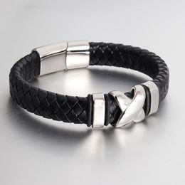 Charm Bracelets Retro Novel Leather Bracelet For Men Trendy X Word Style Vintage Brand Friendship Bangles Jewelr Rope Chain