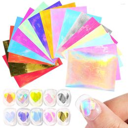 Nail Stickers 16PCS Aurora Film Broken Glass Foils Transfer Paper Holographic Art Decals Slider 3D Charms Decorations
