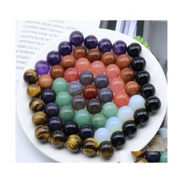 Arts And Crafts 16Mm Natural Stone Loose Beads Amethyst Rose Quartz Turquoise Opal Agate 7Chakra Diy Nonporous Round Ball Drop Deliv Dhxqe