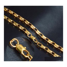 Chains 4Mm 18K Gold Chain For Men 20 Inches Box Choker Women Necklace Hip Hop Jewellery In Bk Wholesale Drop Delivery Necklaces Pendant Otucz