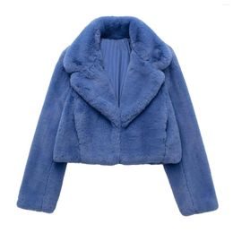 Women's Trench Coats 2023 Autumn European And American Cross-border Women's Clothing Short Faux Fur Effect Plush Jacket