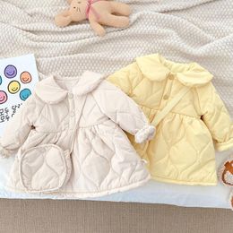 Girl Dresses 0-6 Years Old Baby Collar Cotton Dress Solid Color Fashion Princess Skirt Autumn And Winter Children's Warm Clothes