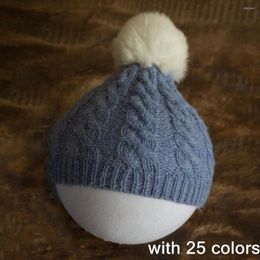 Hats Cable Baby Pompom Hat Born Pography Props Knitting Pattern Beanie Bonnet Studio Po Boy Girl