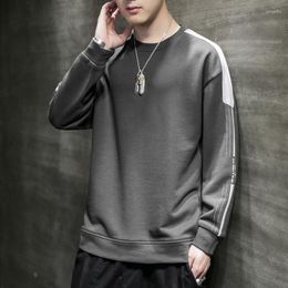 Men's Hoodies 2023 Korean Style Autumn Spring Round Neck Patckwork Long Sleeve Fashion Pullovers Loose Casual Male