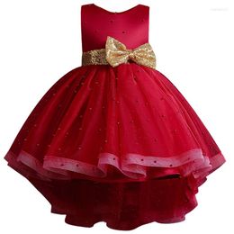 Girl Dresses Flower Dress 2023 Year's Christmas Party Beaded Tuxedo Princess Birthday Communion Prom