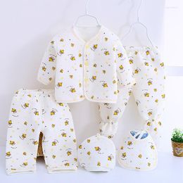 Clothing Sets HPBBKD Born Baby Warm Gift 5Pcs/Set Bib Hat Infant Underwear Set Gril Boy Outfits Unisex Suit TZ-037