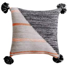Pillow Cosy Knitting Cover Couch Decorative Case Soft Warm Pink Grey Geometric Stripe Sofa Chair Bedding Coussin