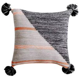 Pillow Cozy Knitting Cover Couch Decorative Case Soft Warm Pink Gray Geometric Stripe Sofa Chair Bedding Coussin