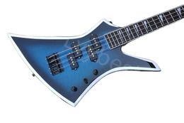 Lvybest Blue Body 4 Strings Electric Bass Guitar Rosewood Fingerboard Black Hardware Provide Customised Service