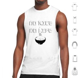 Men's Tank Tops No Rice Life Top Cotton Vest Sleeveless Food Is Got Asian Hipster Kawaii Oataku