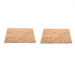 Table Mats 2 Pack Woven Placemat Natural Hyacinth Rectangular Rattan Mat For Kitchen Party Wedding Decor