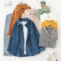 Women's Blouses Shirts Corduroy Women Top Long Sleeve Jacket Spring Autumn Ladies Solid Loose Coats Boyfriend Style Shirt