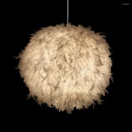 Pendant Lamps Bedroom Decorative Feather Chandelier Personality Fashion Simple White Pink Ball Lighting