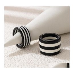 Cluster Rings 2021 2Pcs/Sets Ins Trendy Black White Stripes Joint Ring Sets For Women Grils Charms Acrylic Resin Jewelry Drop Deliver Dhnrf