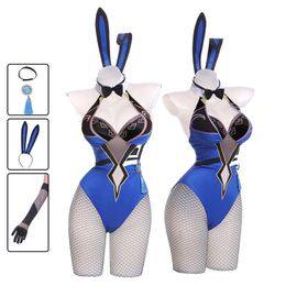 Anime Costumes Genshin Impact Yelan Cosplay Bunny Girl Sexy Jumpsuit Halloween for women