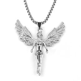 Pendant Necklaces Net Red With The Same Titanium Steel Style Retro Angel Necklace Chic Bungee Men And Women Tide Jewellery