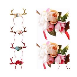 Christmas Decorations Reindeer Antlers Headband And Easter Party Headbands Diy Women Girs Kid Deer Costume Ear Hairband1 Drop Delive Dhajp