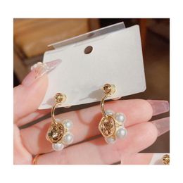 Dangle Chandelier 2022 Korean Style Pearl Front And Back Earrings For Female Brincos Drop Delivery Jewelry Dhg4N