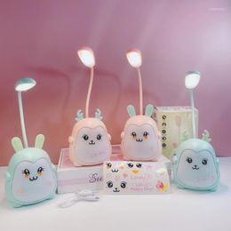 Night Lights LED Desk Lamp Bedside Foldable USB Lovely Antler Girl Dormitory Rechargeable Creative Gift Small Portable