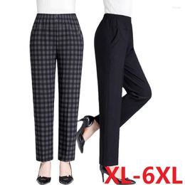 Women's Pants Women Trousers 2023 Spring Autumn Middle-aged Elderly Straight Elastic Waist Winter Fleece Female Casual 5XL 6XL