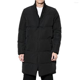 Men's Down Chinese Style KungFu Nice Autumn Winter Thicken Long Jacket Coat Male Casual Warm Overcoat Solid Black Parkas Big Size M-4XL
