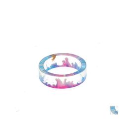Band Rings Mixed Colour Personality Girls Transparent Resin Ring Party Jewellery Cute For Women Romantic Gifts Drop Delivery Otaxk