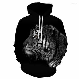 Men's Hoodies 3D Printed Hoodie Animal Hooded Pullover Cool Tiger Men Women Children Street Wear Sweatshirt Black Clothes