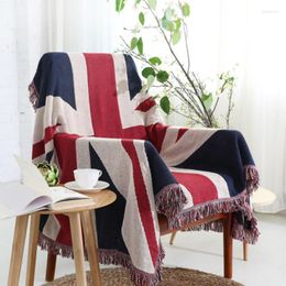 Blankets Cotton Retro British Flag Sofa Blanket Word Flow Sumi Decorative On Bed Pad Variety Function Knitting Throw Home