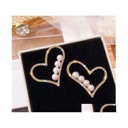 Stud Fashion Jewellery S925 Sier Post Rhinstone Star Earrings Faux Pearl Heart Dtud Drop Delivery Dhxai