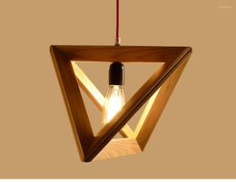 Pendant Lamps Wood Nordic Lamp Triangle Light Lighting Modern Hanging