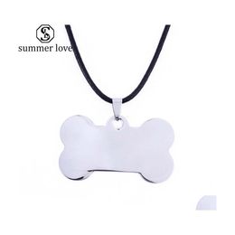 Pendant Necklaces Stainless Steel Pet Cat Dog Tag Necklace Cute Bone Puppy Collars Accessories Jewellery Fashion Drop Delivery Pendants Dhhnk