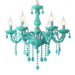 Chandeliers Nordic Macaron Children's Room Girl Princess Lamp Pink Crystal Bedroom Fixture Colour Glass Crystals For Chandelier