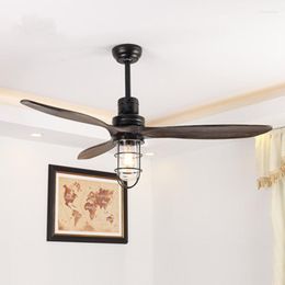 Pendant Lamps Led E27 Loft Iron Wood Glass Ceiling Fan Lamp.LED Light.Ceiling Lights.LED Lamp For Foyer