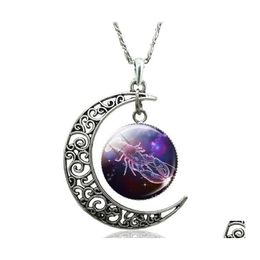 Pendant Necklaces Classic 12 Constellation Glass Moon Clavicle Chain Necklace Birthday Gifts For Women Drop Delivery Jewelry Pendants Otkjd