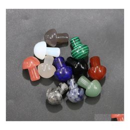 Arts And Crafts Natural Stone 2Cm Mushroom Ornaments Reiki Healing Chakra Quartz Mineral Crystal Tumbled Gemstone Hand Piece Home De Dh50A