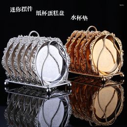 Kitchen Storage 6pcs/ Set Metal Afternoon Tea Snack RackServing Cake Tray Party Cup Stand Decoration Trays Pads JBD001