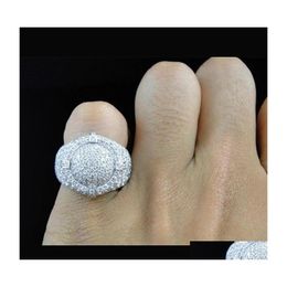 Wedding Rings Gorgeous Men Natural Cubic Zirconia White Crystal Shine Engagement Anniversary Gift For Jewellery Drop Delivery Ring Dhidb