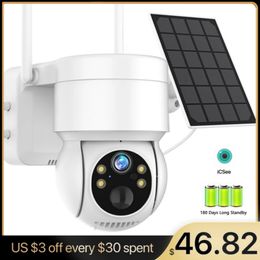 LED Bulbs WiFi PTZ Camera Outdoor Wireless Solar IP Camera 1080P HD Built-in Battery Video Surveillance Camera Long Time