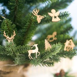 Christmas Decorations 100PCS DIY Unfinished Wooden Cutout Decoration Embellishments Ornaments Art Craft Vc
