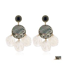 Stud Fashion Jewellery Shell Flower Petal Tassel Earrings Hollowed Dangle Drop Delivery Dhmji