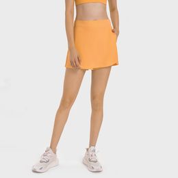 L228 Mid-Rise Side-Slit Tennis Skirt Water-Cooled Fabric Women Tennis Shorts Cool Sports Short Skirts