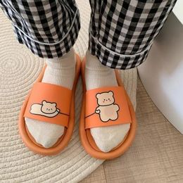 Slippers Yasuk All Season Fashion Women's Casual Simple Soft Indoor And Outside Home All-Match Non-Slip Solid Couple Bear