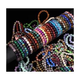 Arts And Crafts Diverse Natural Stone Bracelets 8Mm Beaded Lava Jad Agate Chakra Bangles Bracelet For Women Men Jewellery Drop Deliver Dhj1M