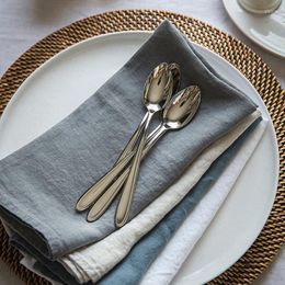 Table Napkin 6pcs Serving Napkins Wedding Decoration Cloth Linen Paper Runner Kitchen Towel Gauze Mat Cotton Design Tablecloth White