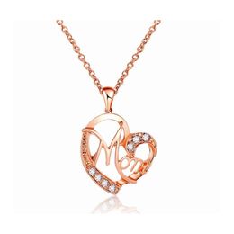 Pendant Necklaces Fashion Letter Mom Heart Shape Inlaid Crystal Necklace Mothers Day Gift Jewelry Drop Delivery Pendants Otsxs