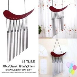 Decorative Figurines Promotion! Horn Type 15 Tube Wood Music Wind Chimes Creative Birthday Gift Bedroom Balcony Courtyard Garden Outdoor