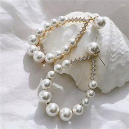 Hoop Earrings Fashion Ladies's Water Droplets White Pearl Korean Gold Colour Large Circle Temperament Jewellery